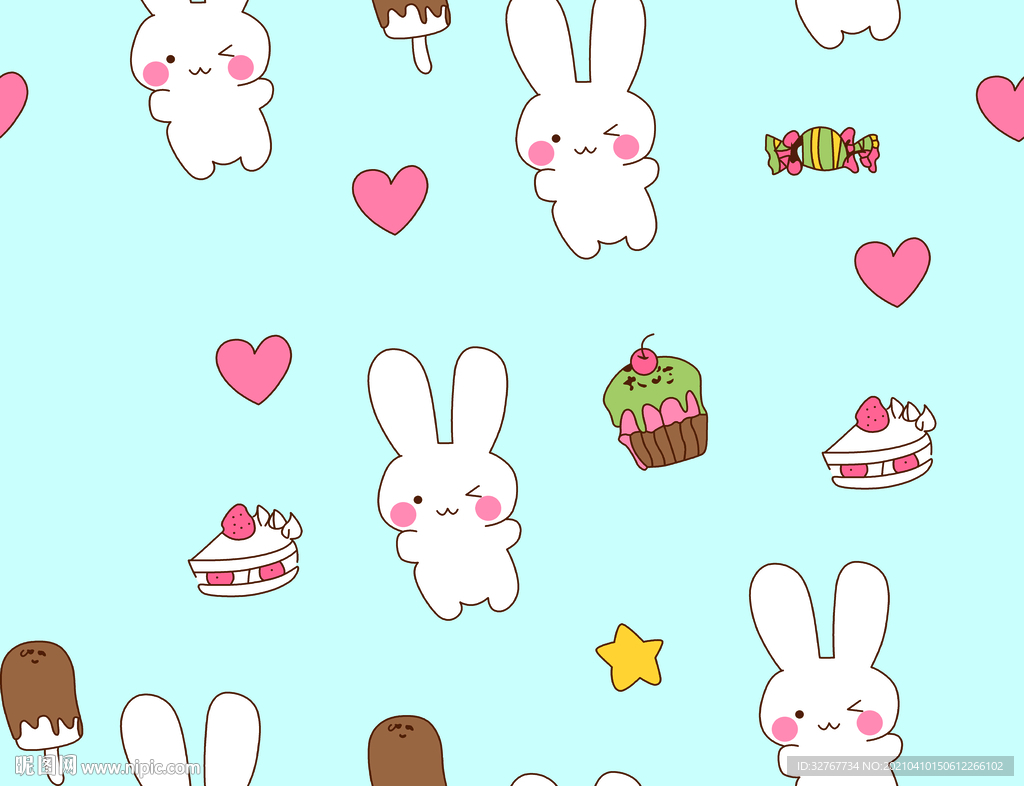 兔子 蛋糕 星星 爱心 糖果