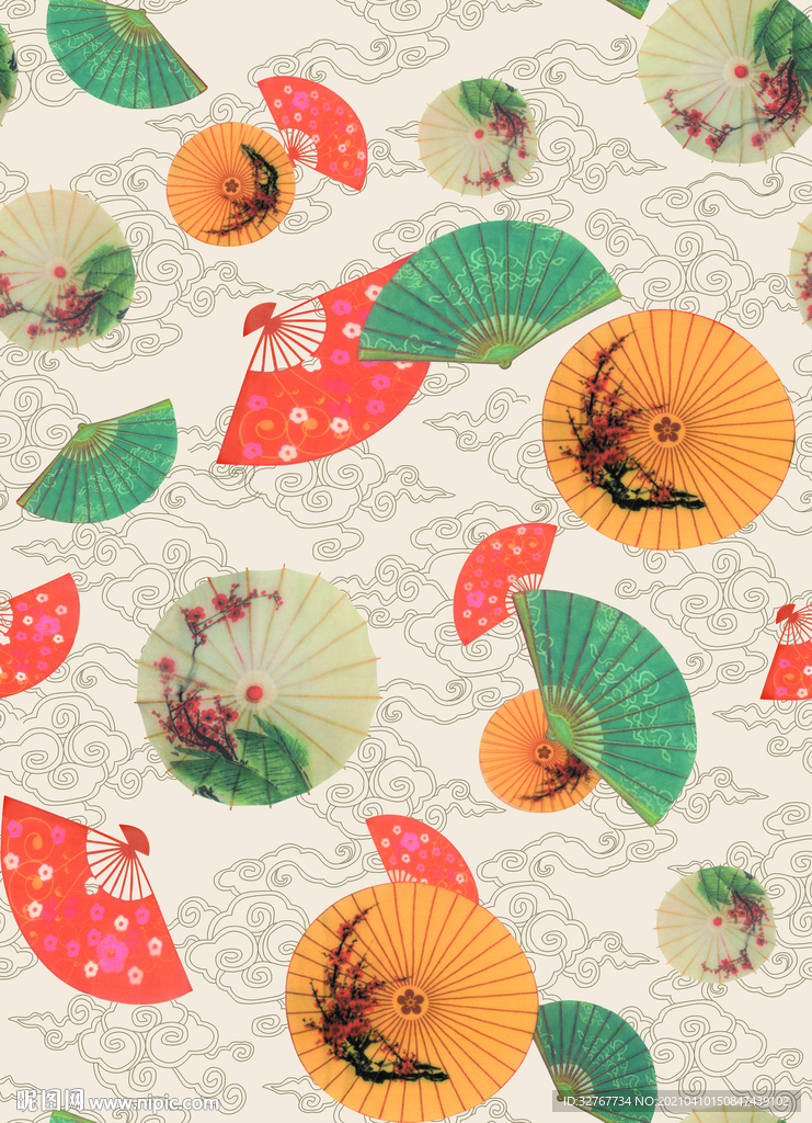 中国风 线条 伞