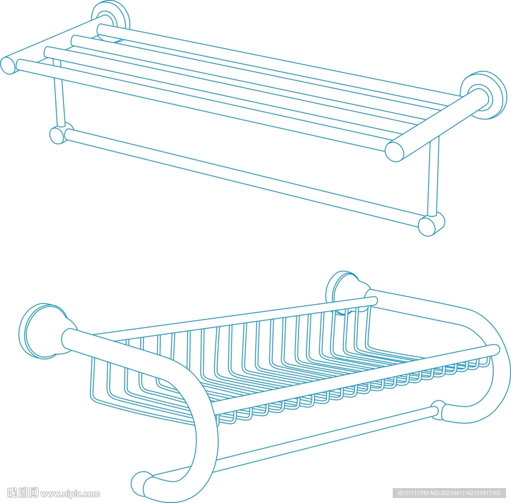 浴巾架矢量线图