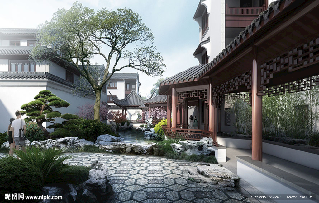 中式园林效果图