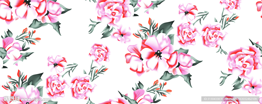 白底手绘灰红玫瑰花