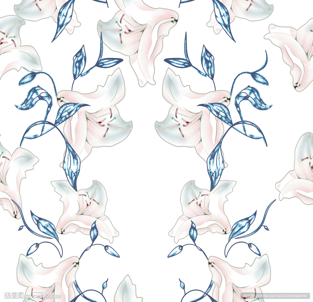 手绘白底牵牛花