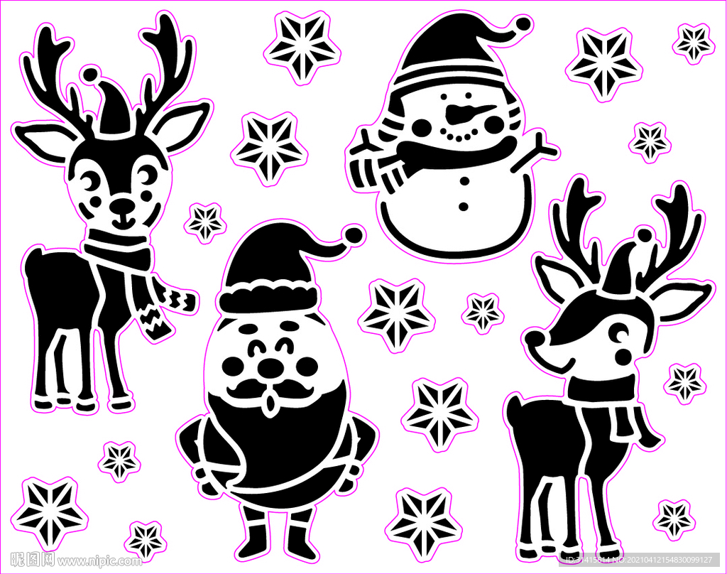 圣诞系列矢量图 圣诞鹿 圣诞雪