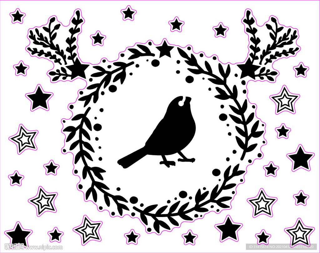 圣诞系列矢量图 圣诞花 圣诞鸟