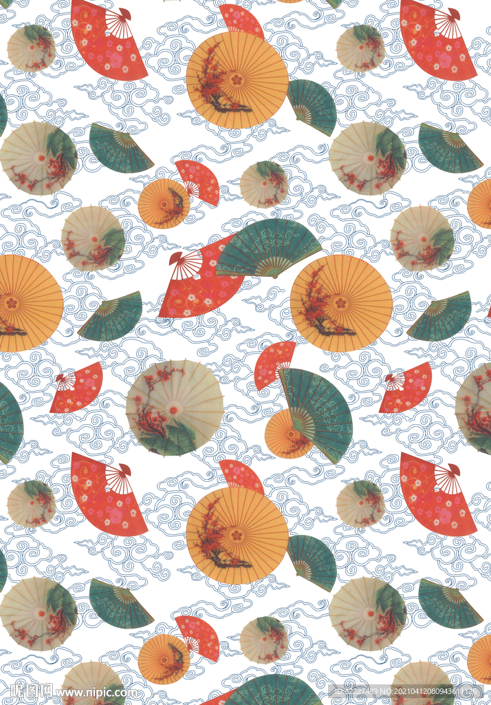 卡通 雨伞 扇子 中国风