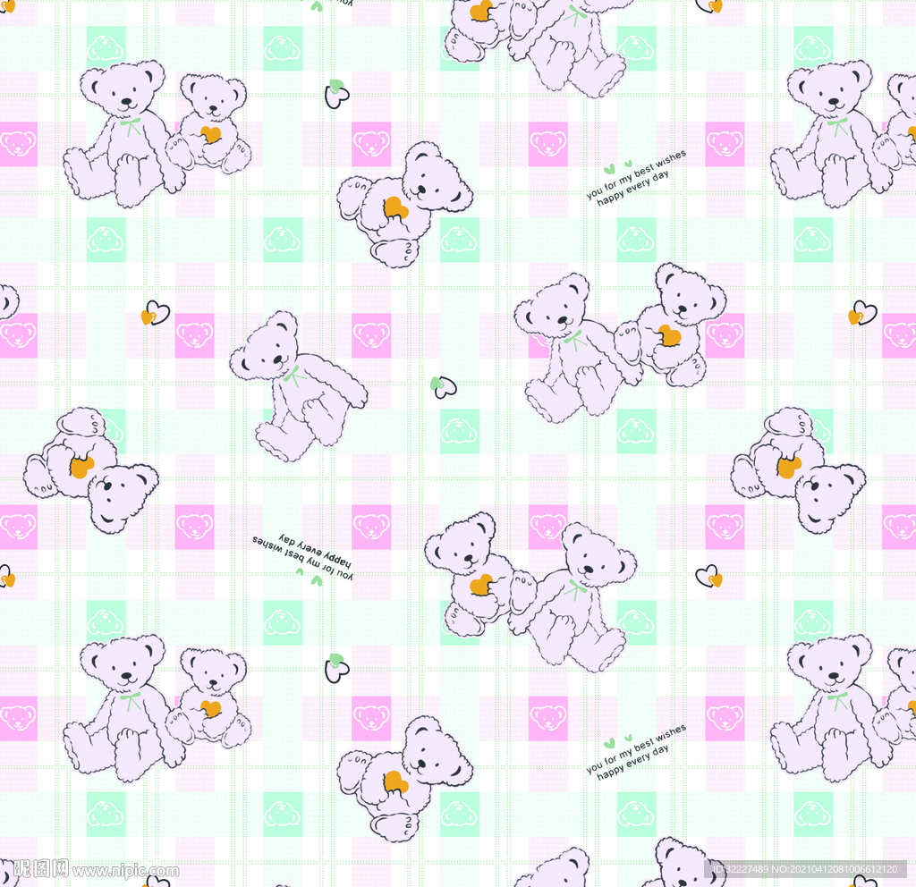 卡通 格子 小熊