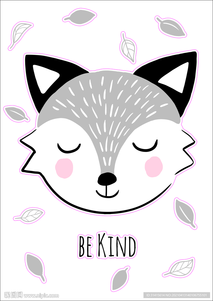 卡通狐狸墙贴贴纸矢量图