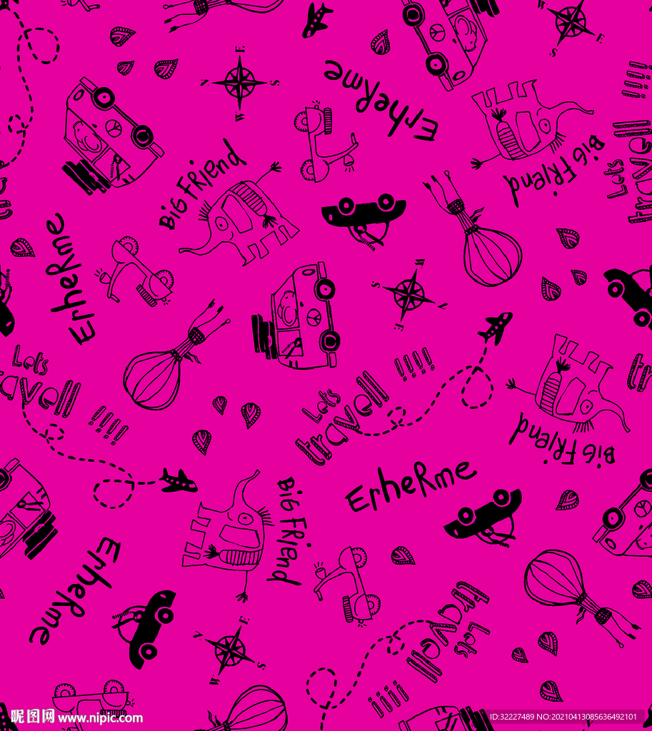 卡通 线条 字母 汽车