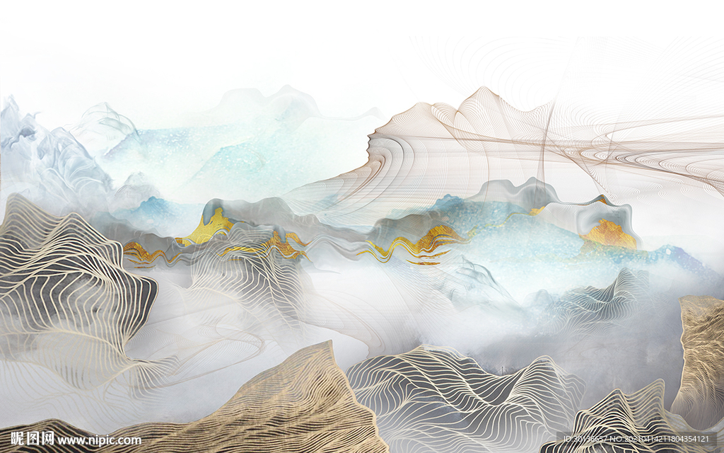 最新山水背景新画 TIF分层