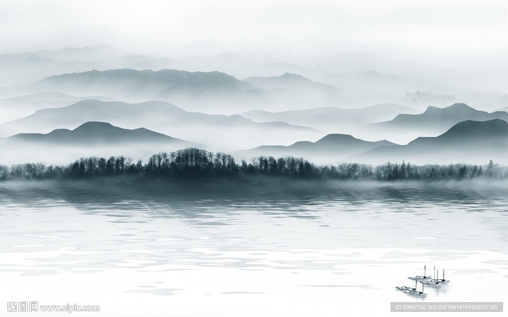 现代中式意境山水 TIF分层