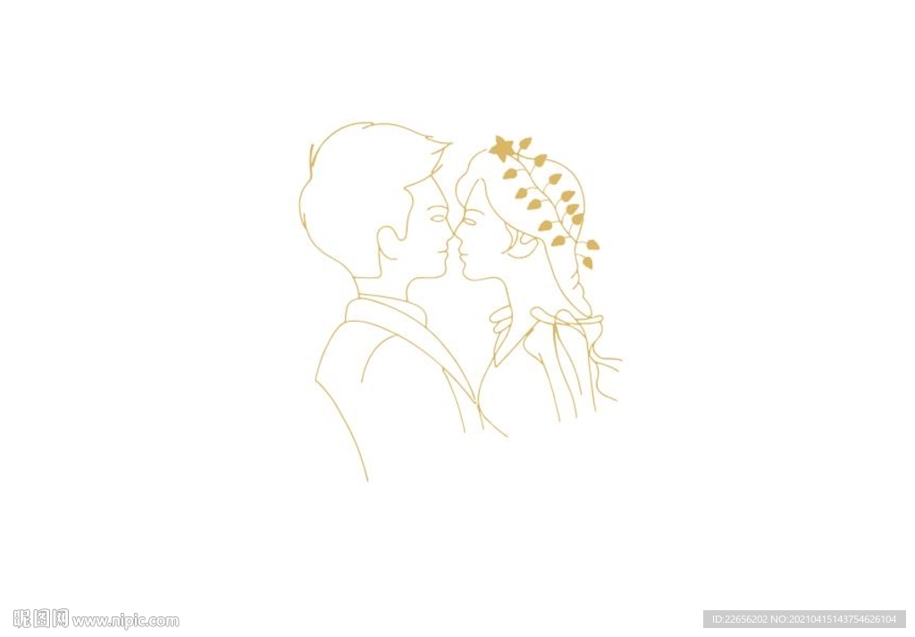 婚礼logo新人头像线条