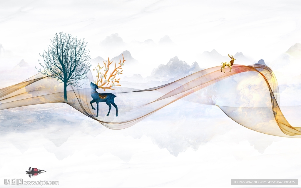 现代中式新山水画 tif分层