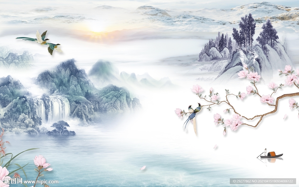 新款中式新山水画 tif分层