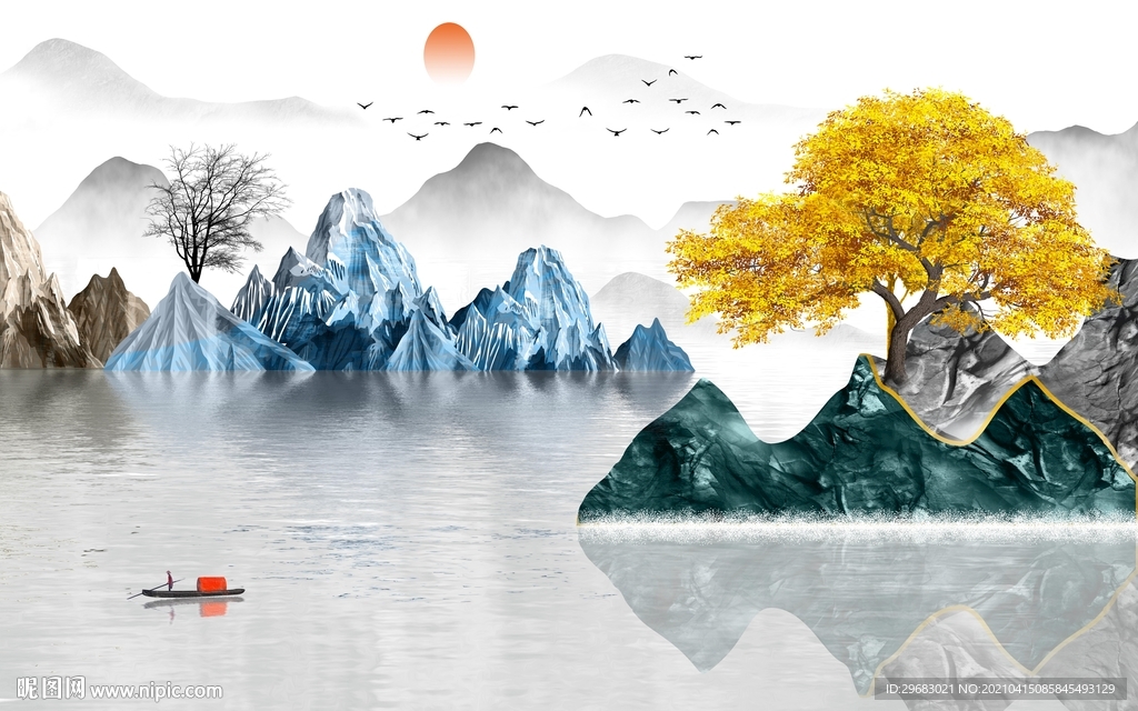 新款 新山水高端画 tif分层