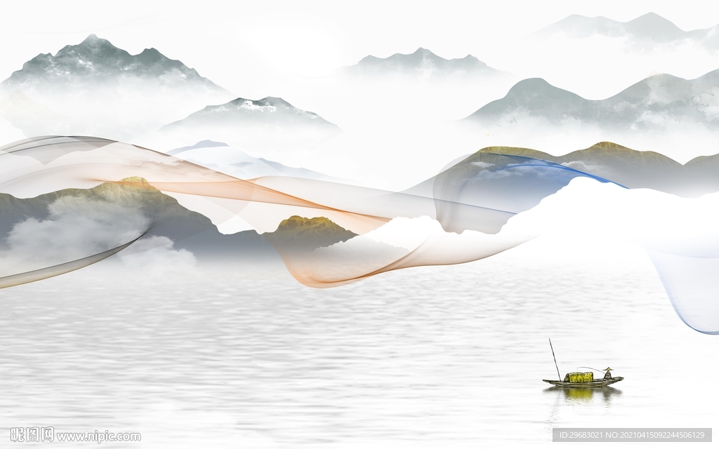 现代新山水高端画 tif分层