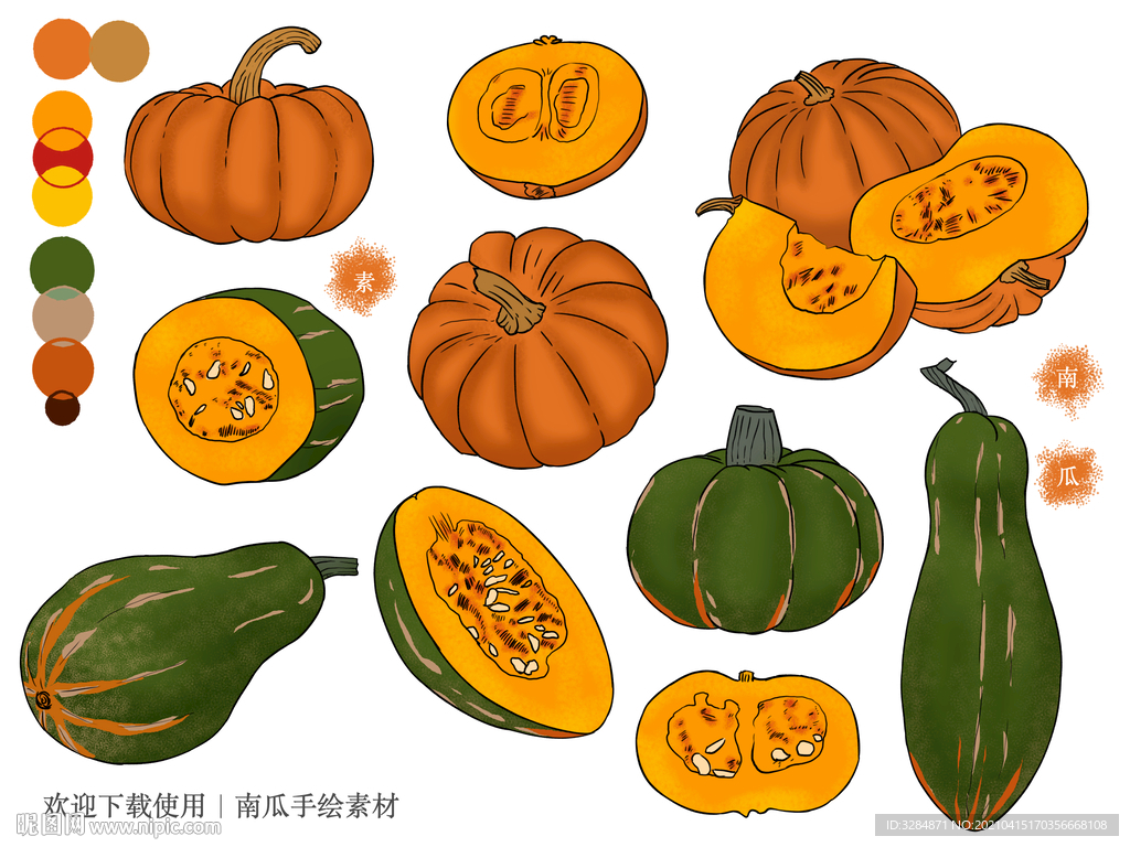 南瓜手绘素材