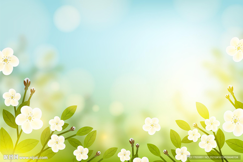 春天绿色植物花儿矢量素材