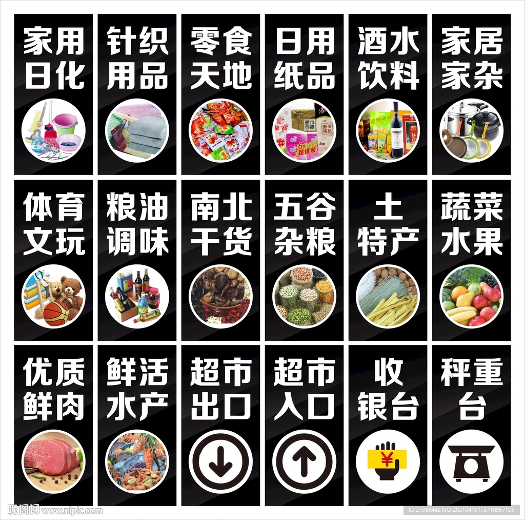 超市区域吊牌图片