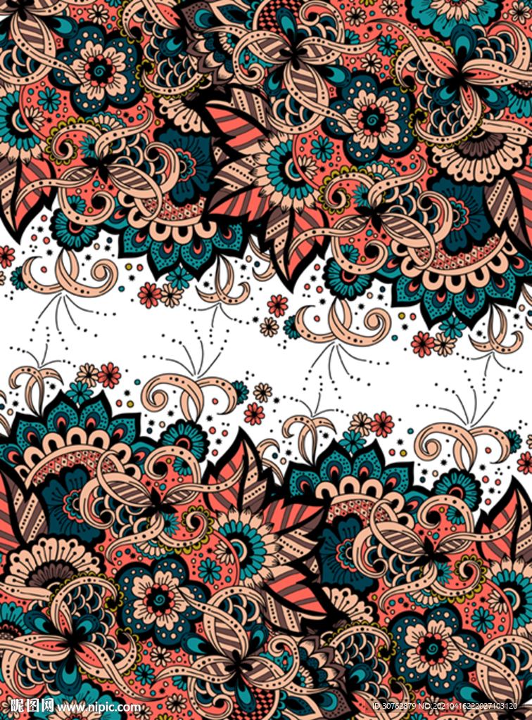 大牌数码印花服装方巾花型图案