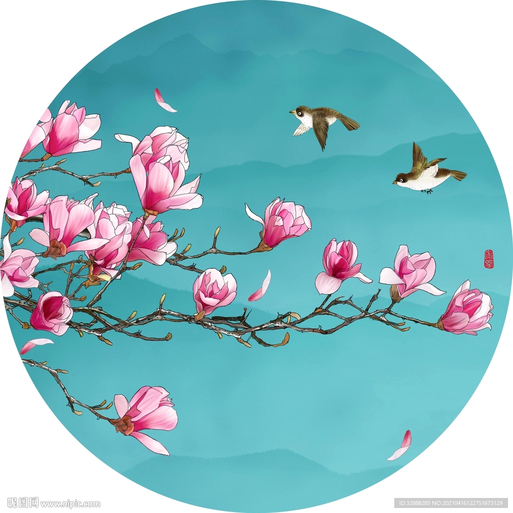 喜上眉梢圆形装饰画