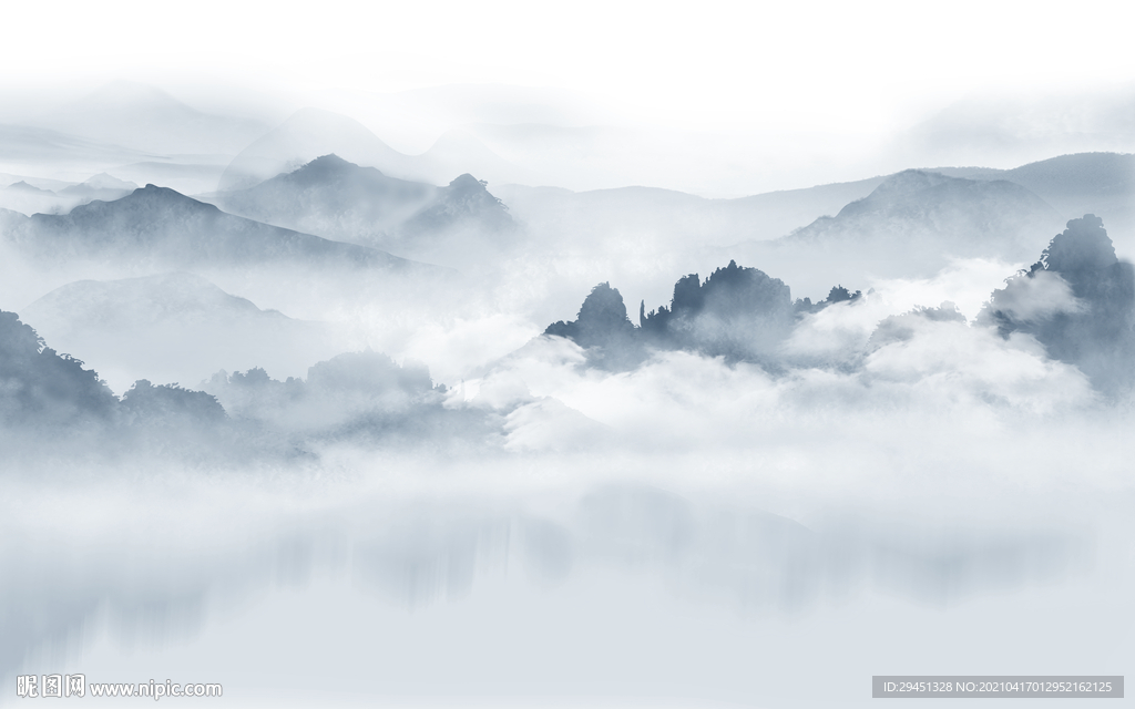 新款客厅背景山水 tif分层