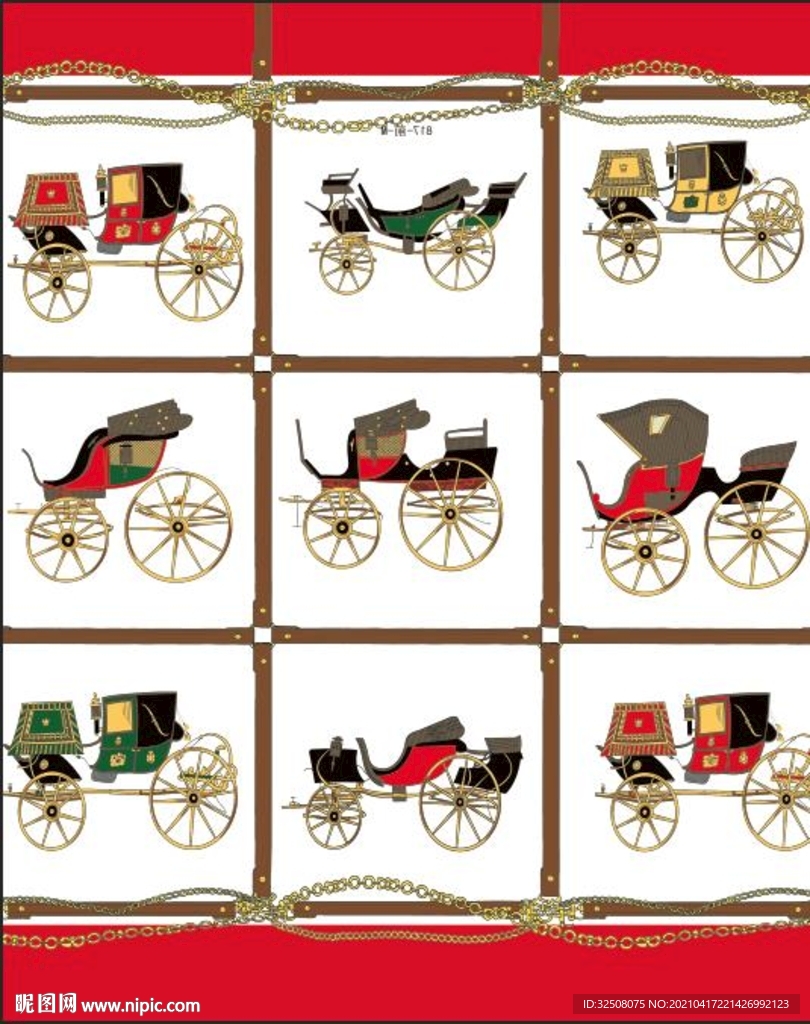 大牌 链条 马车 数码 印花