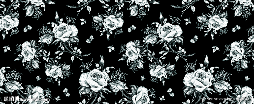 黑底花朵