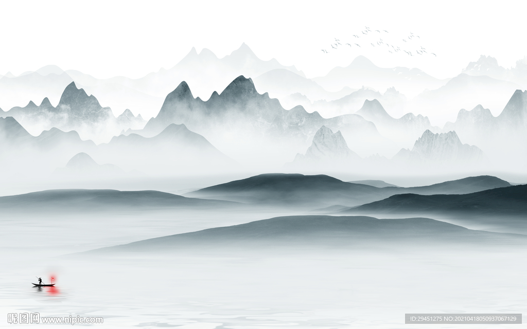 人气客厅背景山水 tif分层