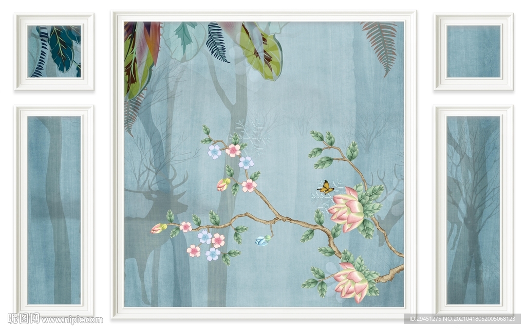 高档 客厅背景山水 tif分层