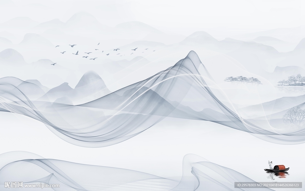 极简意境中式山水 tif分层