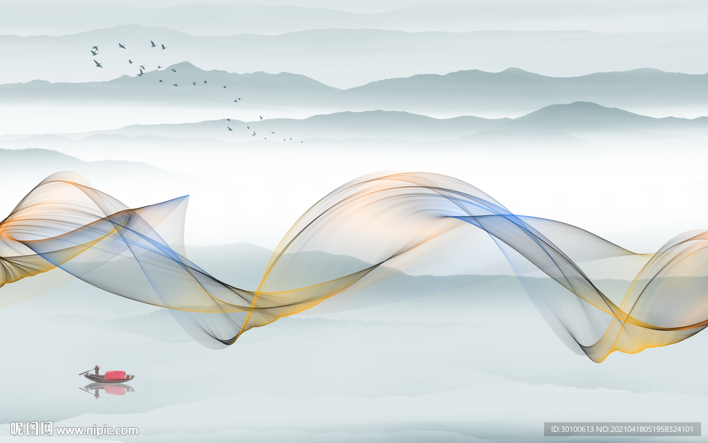 线条 客厅背景墙画 TIF分层