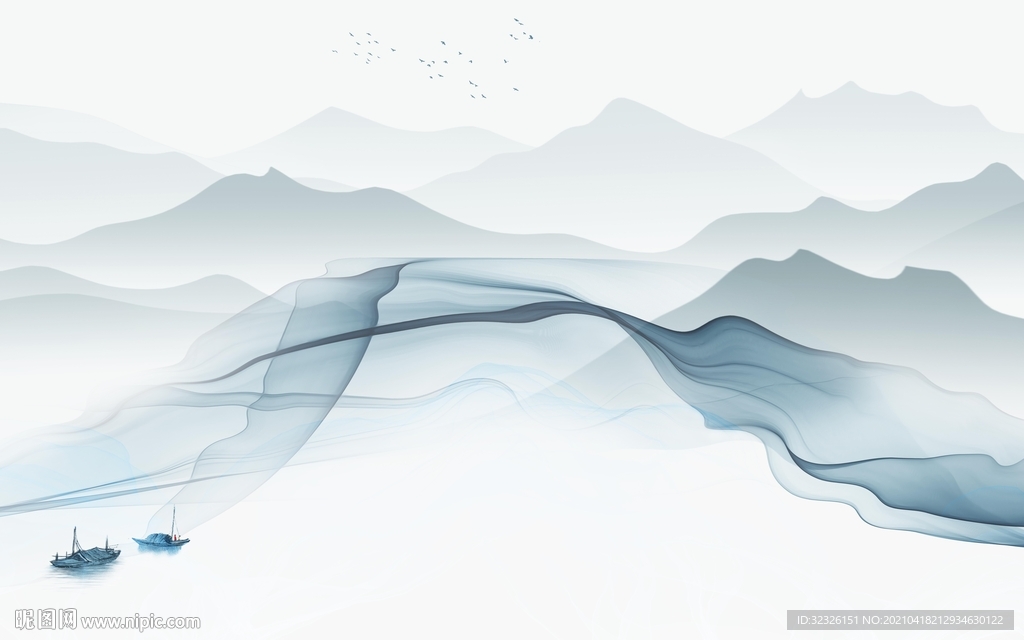 新中式山水新背景墙 TIF分层