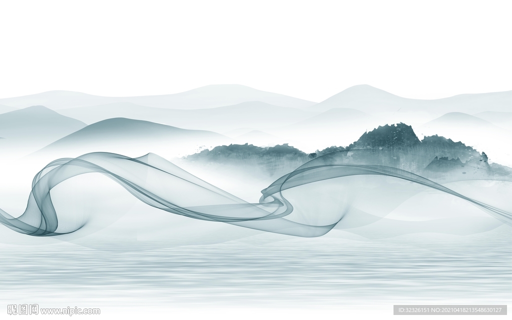 中式山水新背景墙 TIF分层