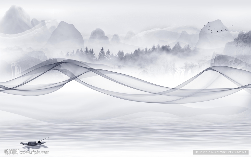 简约山水新背景墙 TIF分层