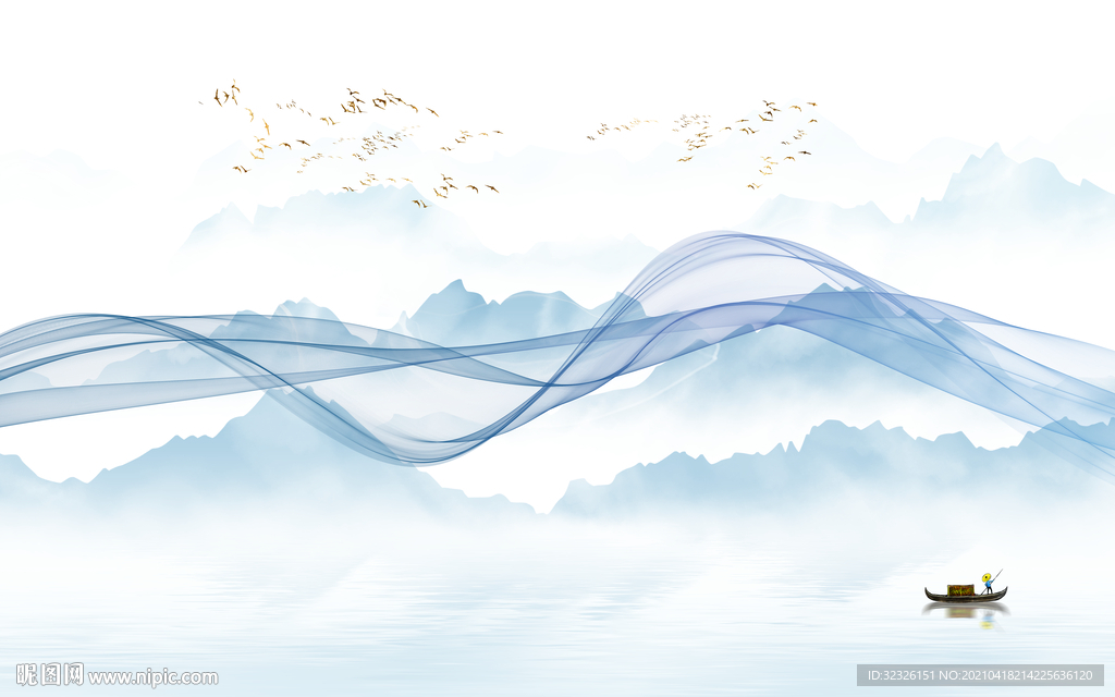 意境山水新背景墙 TIF分层