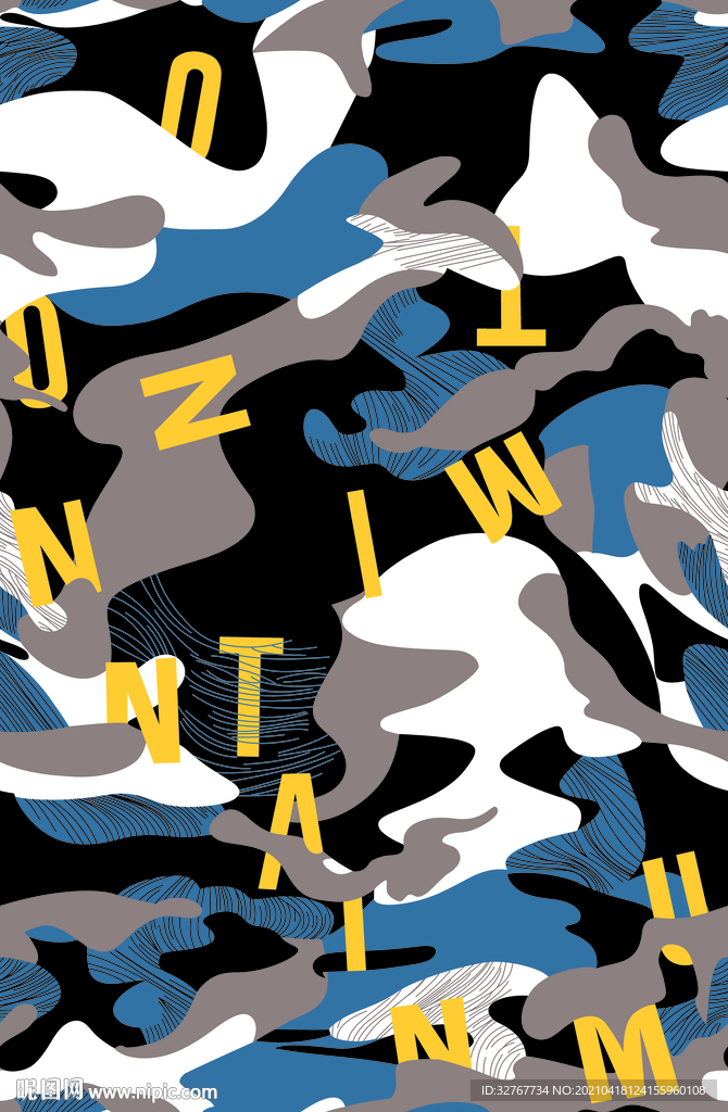 字母 线条 迷彩