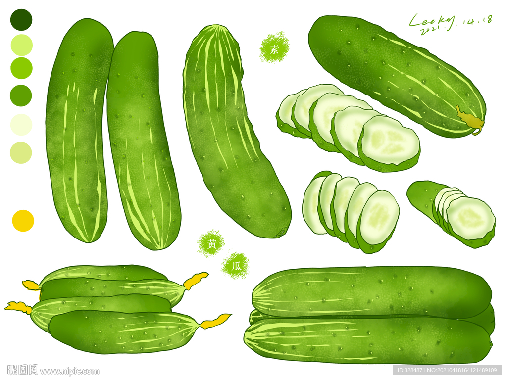 黄瓜手绘素材