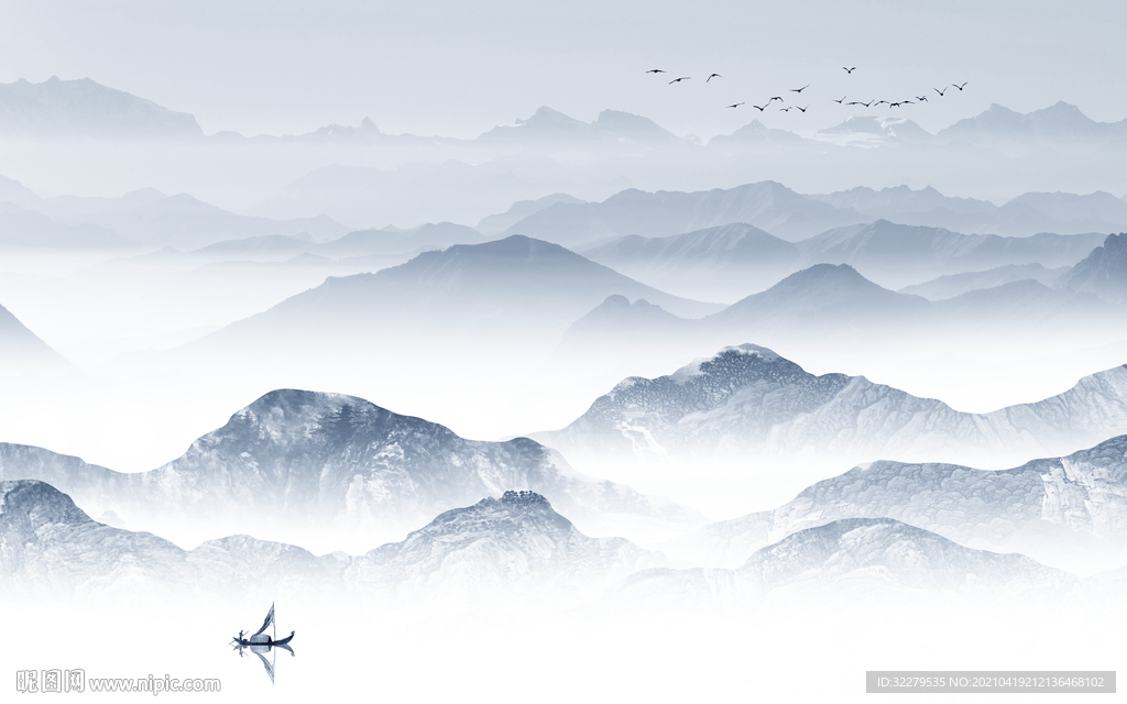 中式 简约风景山水 TIF分层