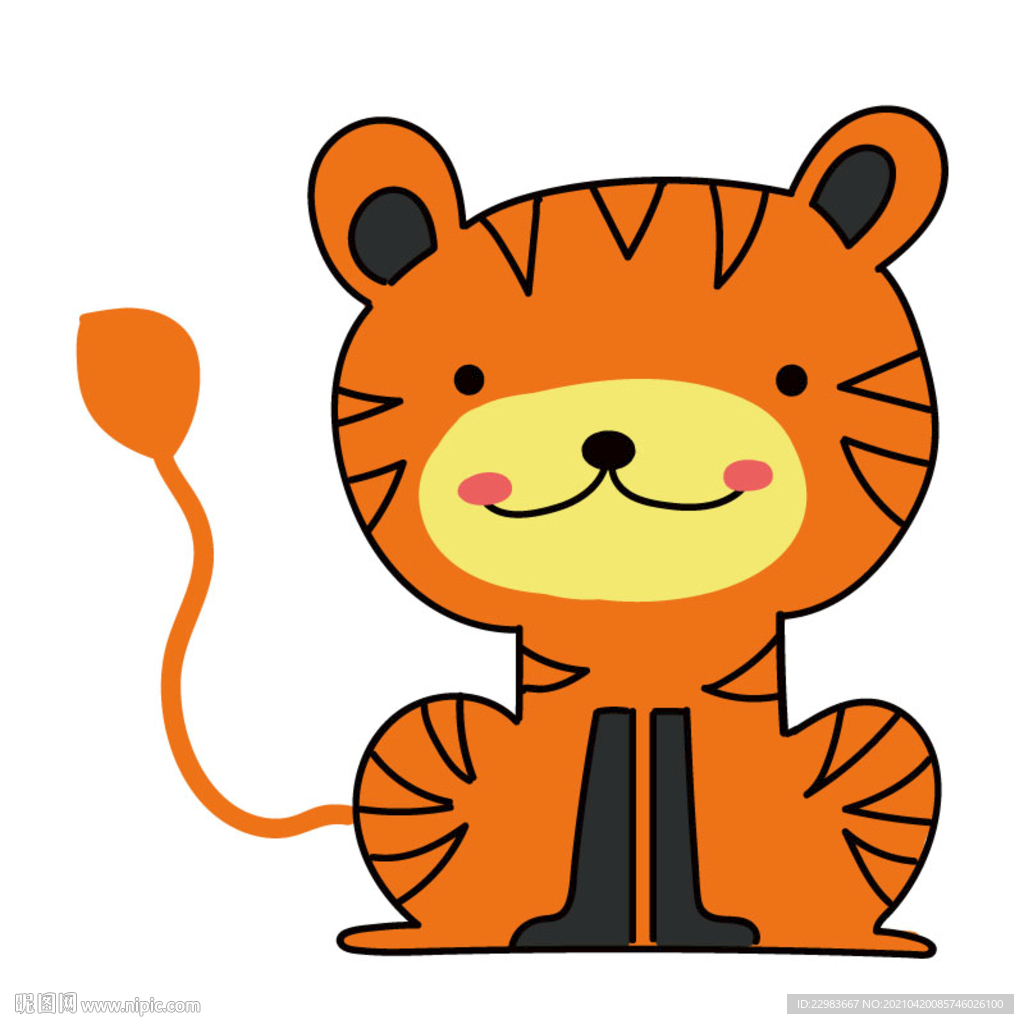 矢量图卡通老虎动物