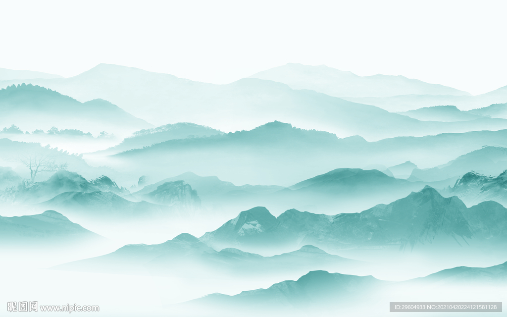 水墨客厅大气山水 tif分层