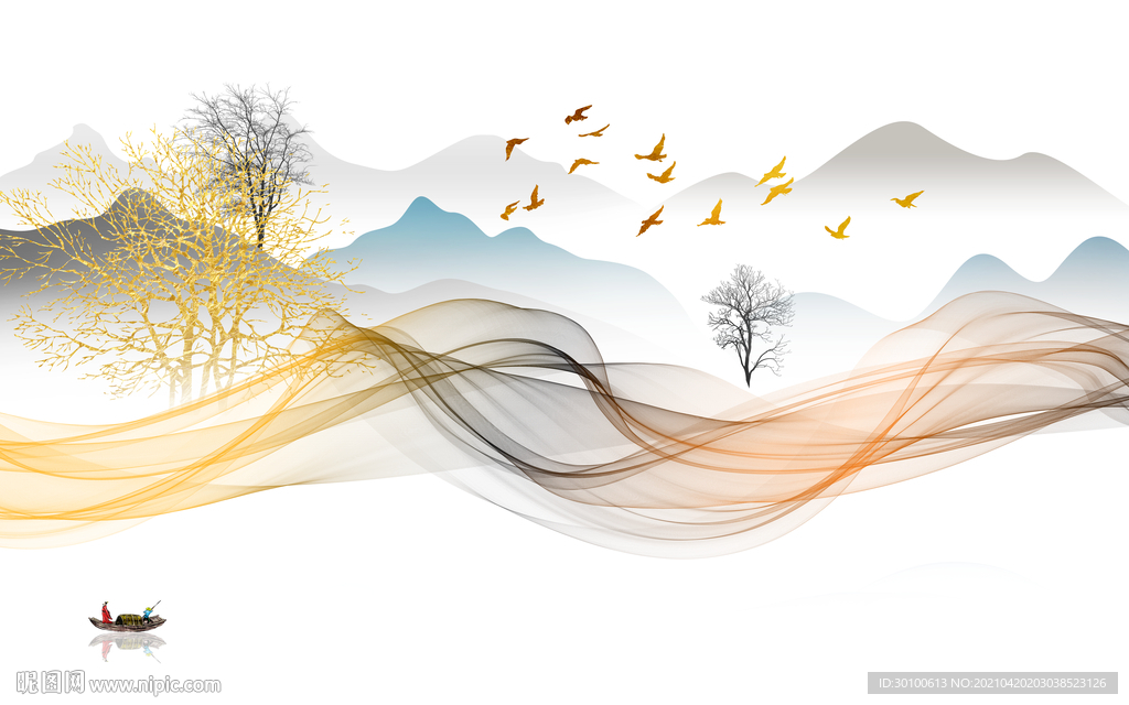 高档 客厅新山水画 TIF分层