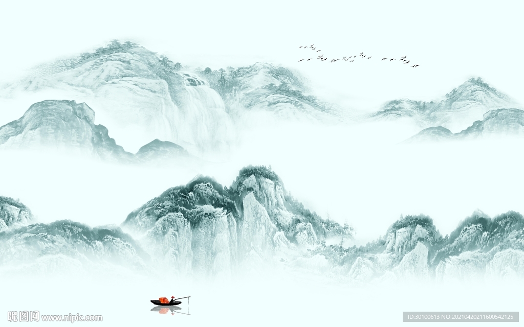 中国风客厅新山水画 TIF分层