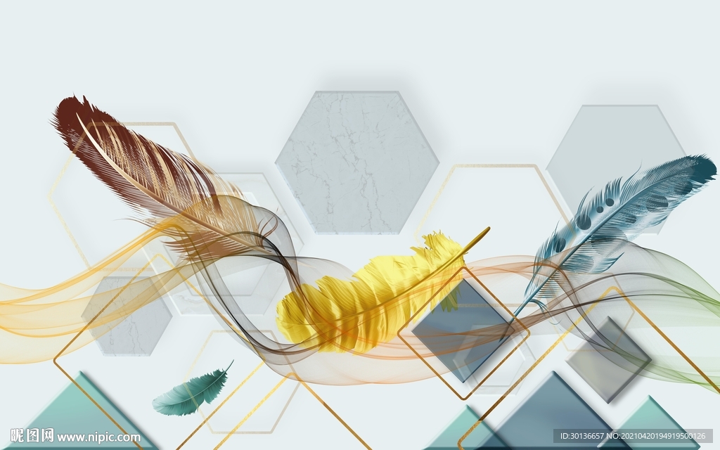 新款客厅羽毛框画 TIF分层