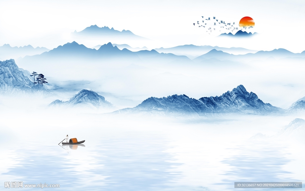 人气山水无框新画 TIF分层