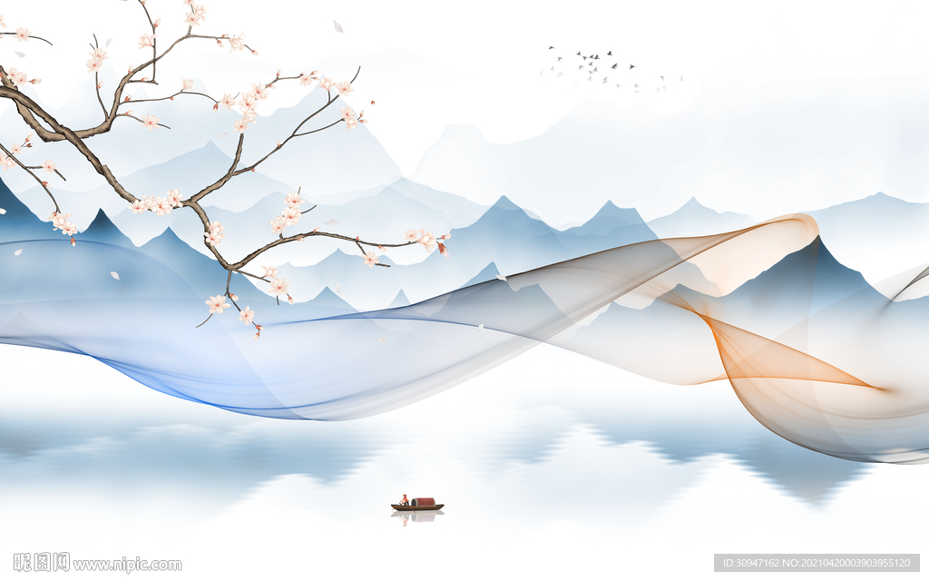 新款 中式简约山水 TIF分层