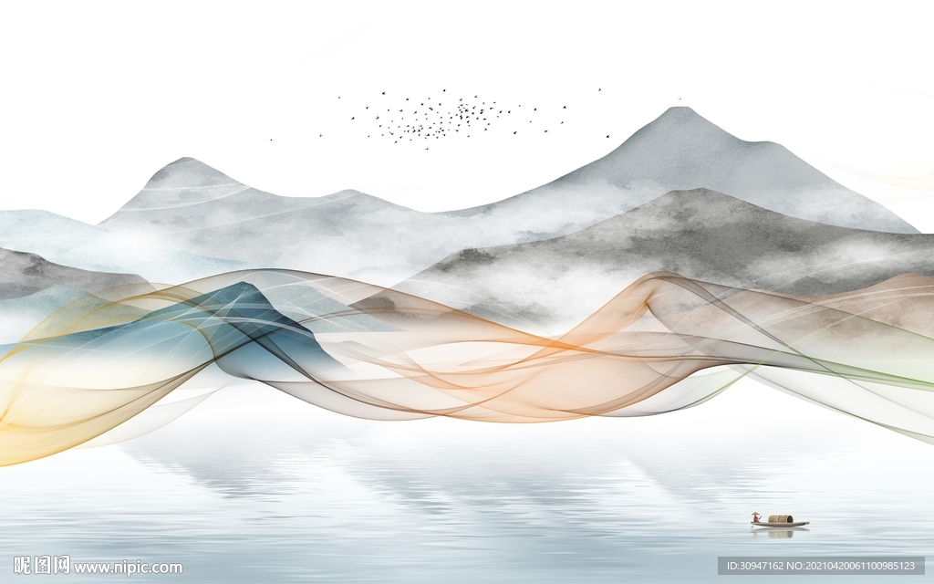 大气中式简约山水 TIF分层