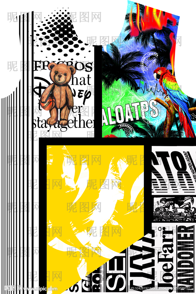 潮流男装印花 分层