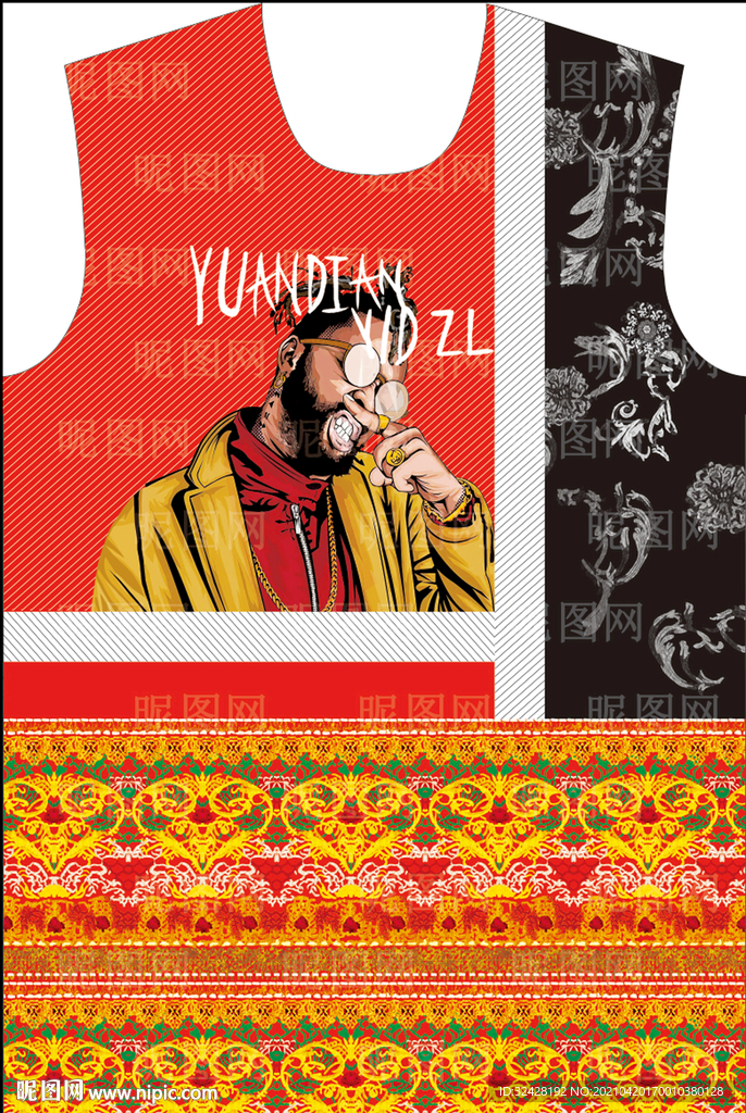 大牌男装印花 分层