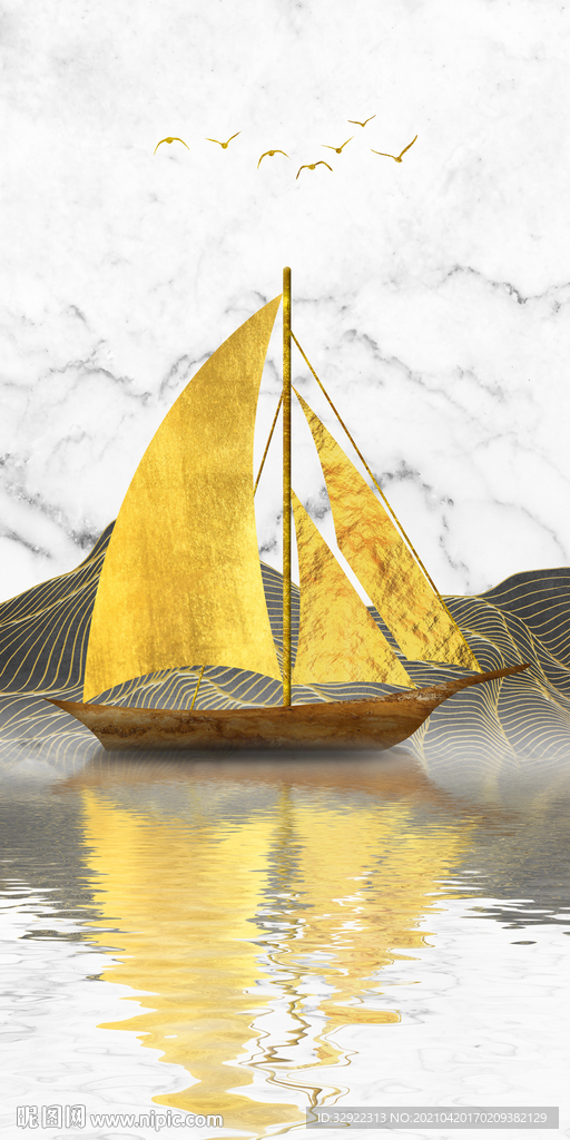 一帆风顺 帆船装饰画