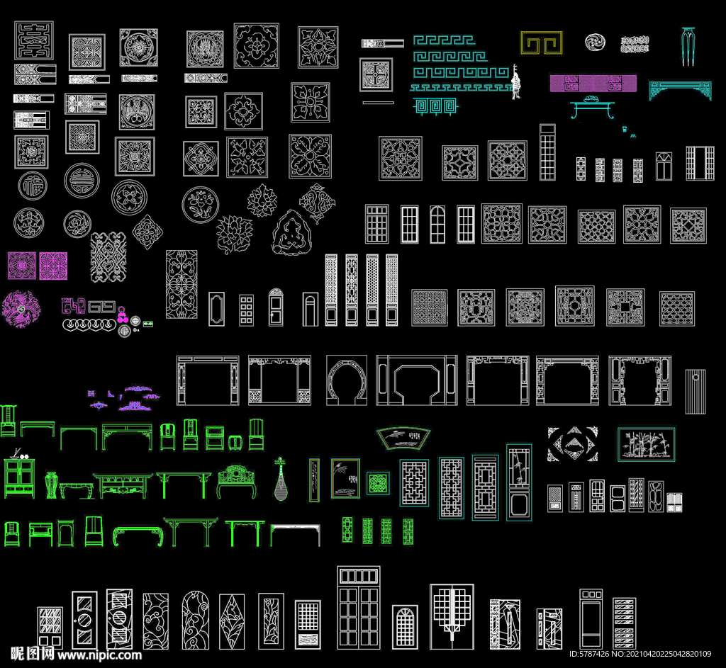 中式雕花构件图